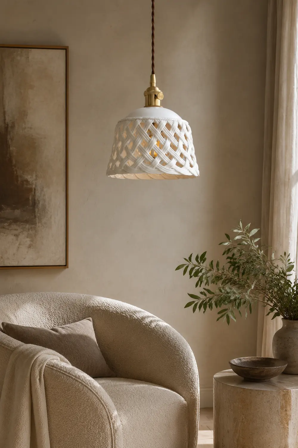Openwork Ceramic Pendant Lamp - Lumpaz