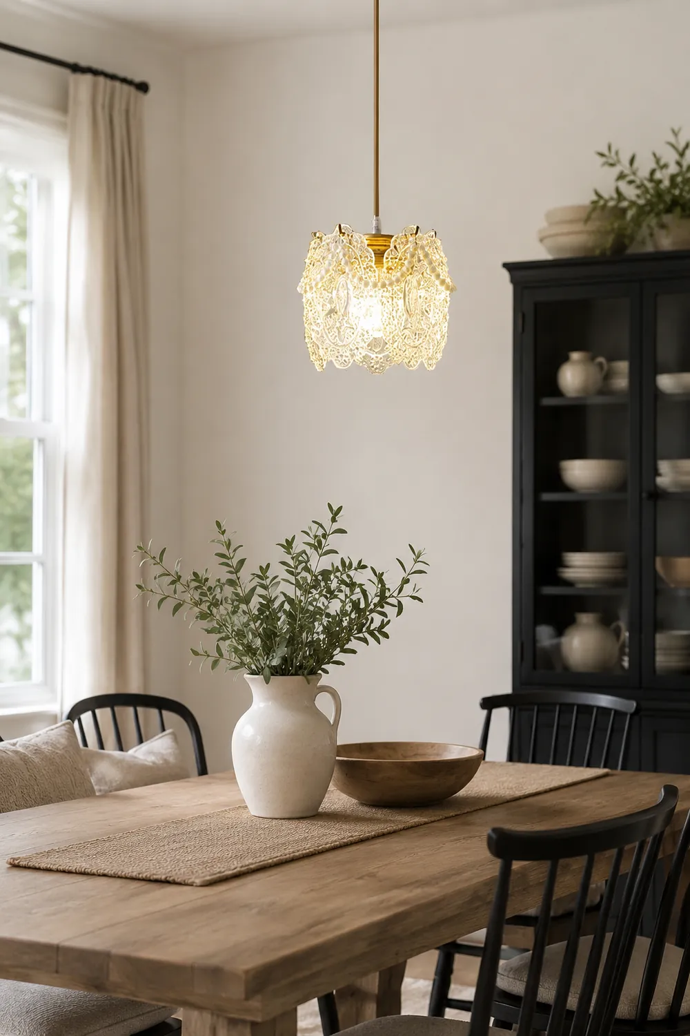 Kirsten French Lacey Flower Metal/Acrylic Pendant Light, White - Lumpaz