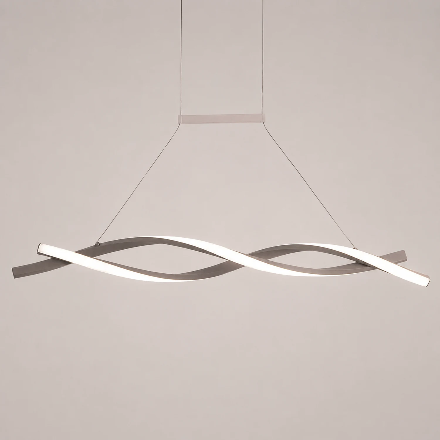 Pendant Light Linear Double Wave Modern, Metal, Black/Gray, Bedroom - Lumpaz