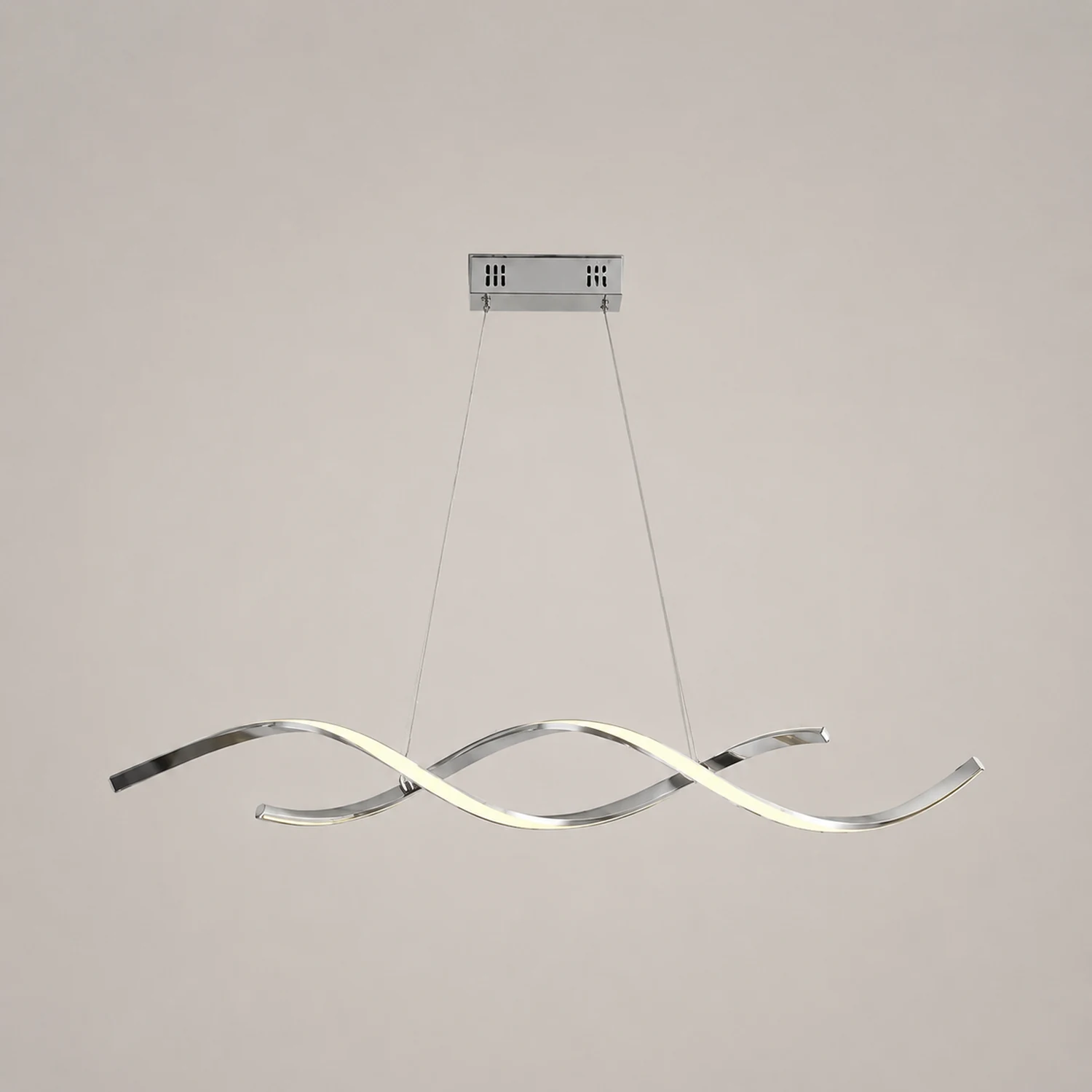 Modern Wavy Metal/Acrylic Pendant Light, Chrome/Gold - Lumpaz