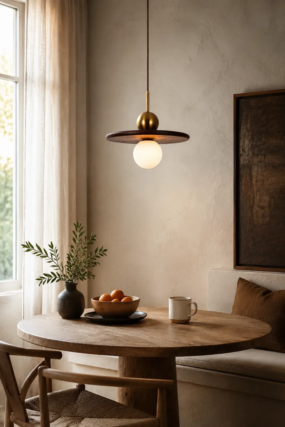 Flying Saucer Walnut Pendant Lamp - Lumpaz