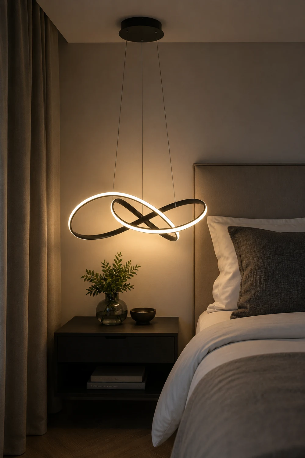 Pendant Light linear Modern, Acrylic/Metal, Black/White, Dining Room - Lumpaz