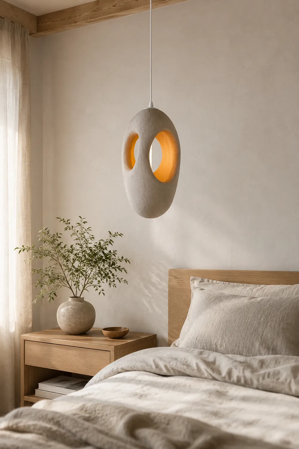 Hand-Built White Pendant Lamp - Lumpaz