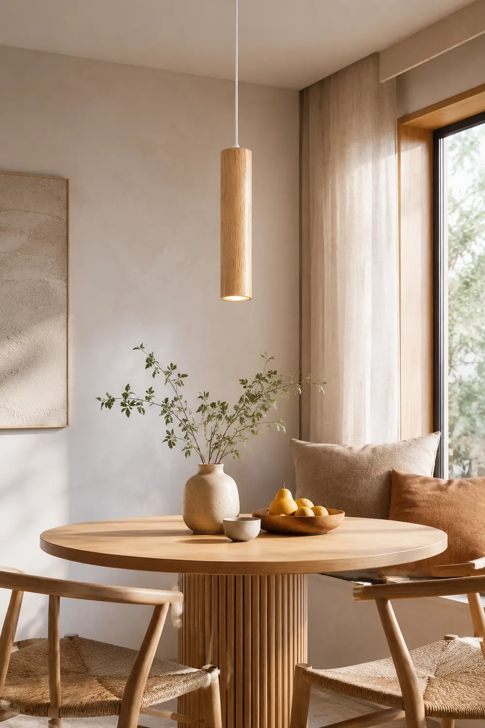 Ozawa Cylindrical Wood Pendant Light for Bedroom Kitchen Island - Lumpaz