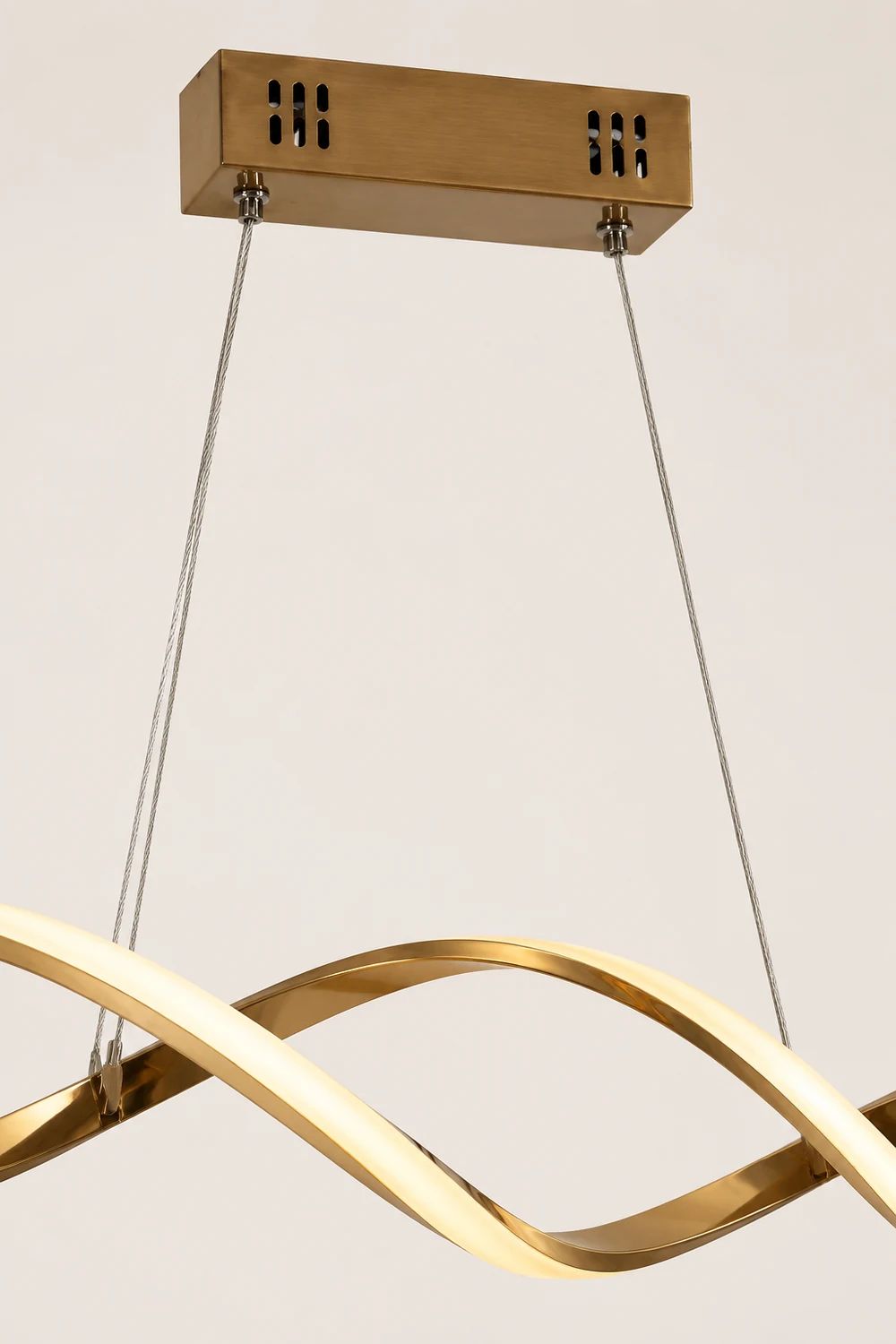 Modern Wavy Metal/Acrylic Pendant Light, Chrome/Gold - Lumpaz