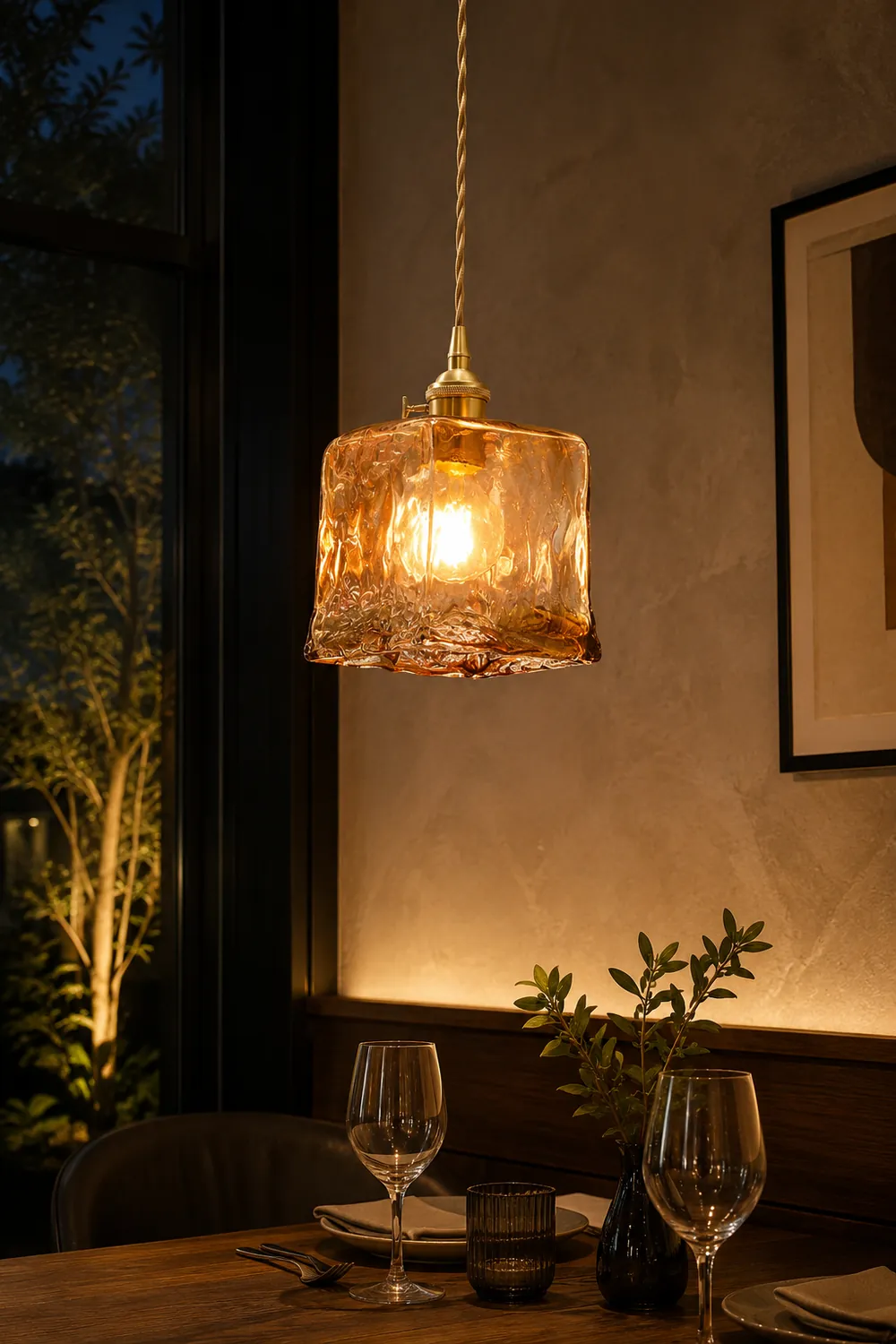 Vintage Brown Glass Pendant Light - Lumpaz