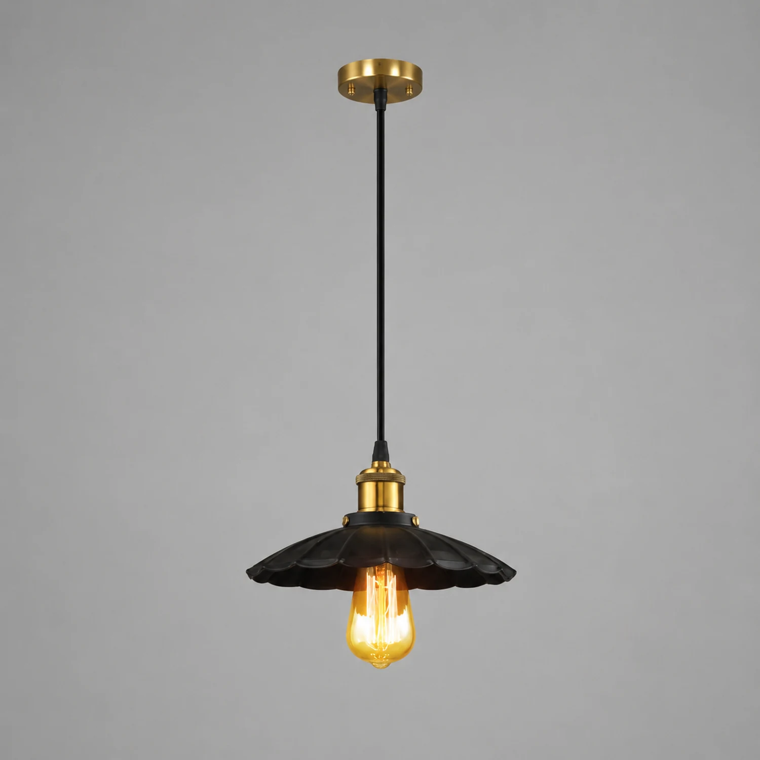 Alessio Modern Industrial Pot Metal Pendant Light, Black - Lumpaz