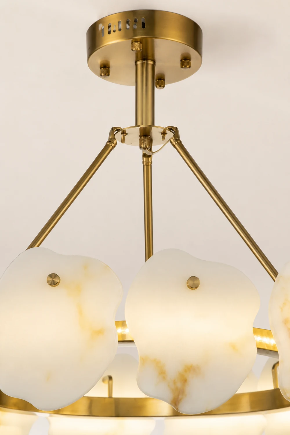 Marilyn Modern Marble Gold Round Pendant Light, Living Room - Lumpaz