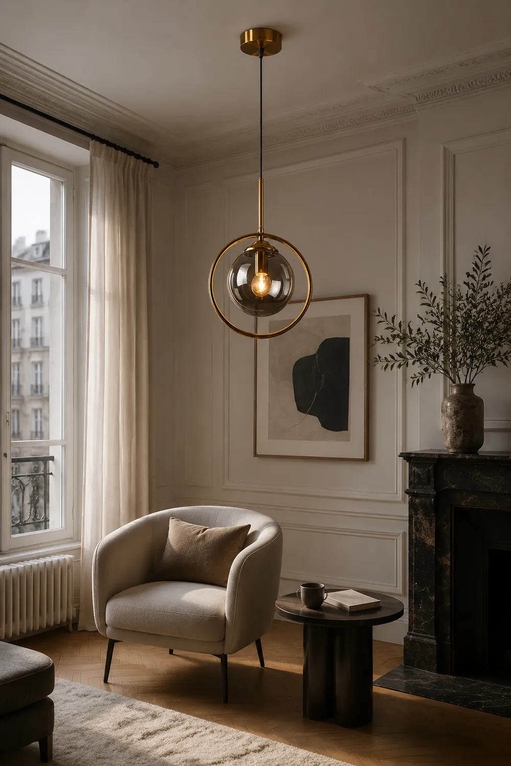 Hailie Luxury Global Glass Pendant Light Aith A Metal Ring - Lumpaz