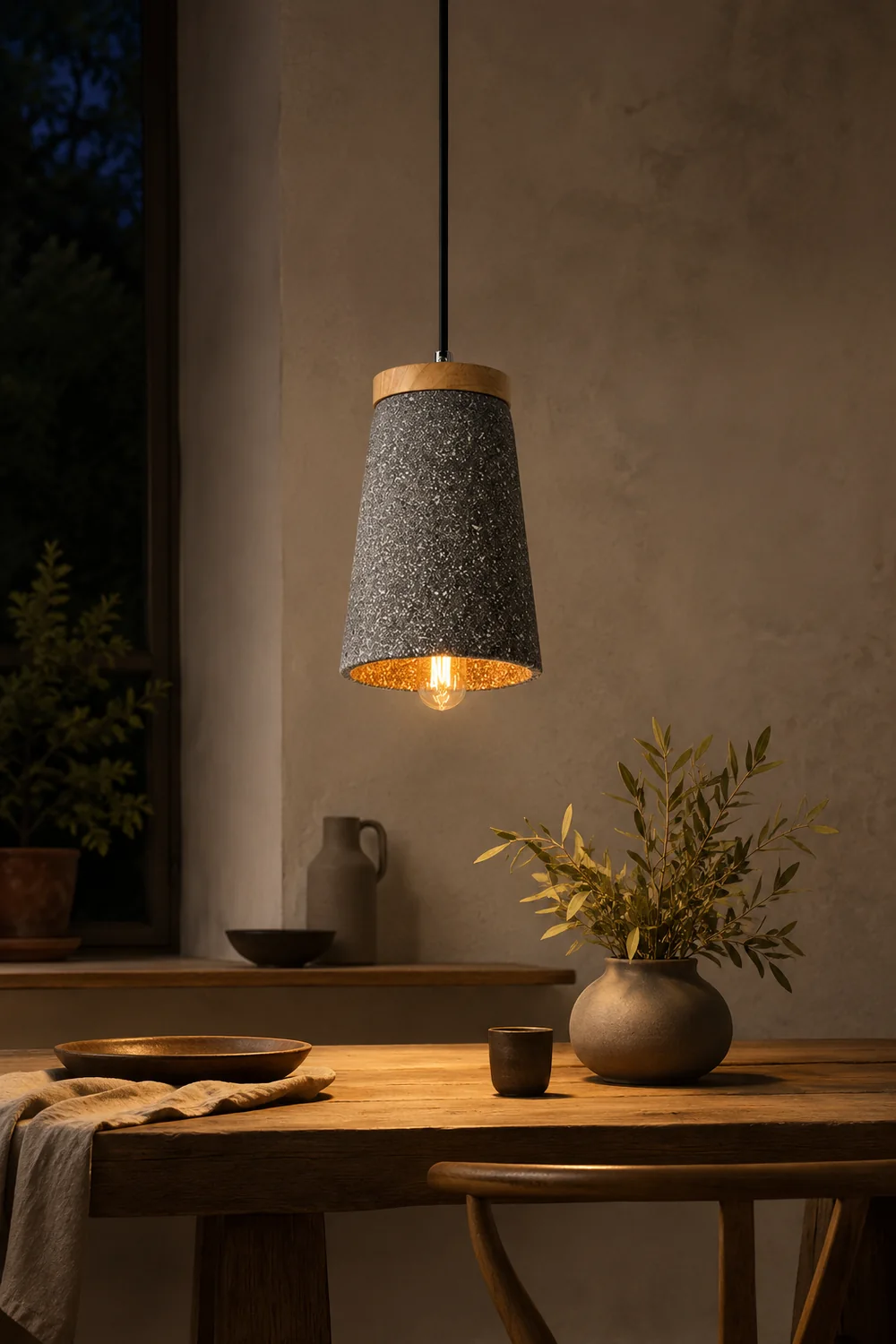 Coburg Wood Cement Pendant Light - Lumpaz