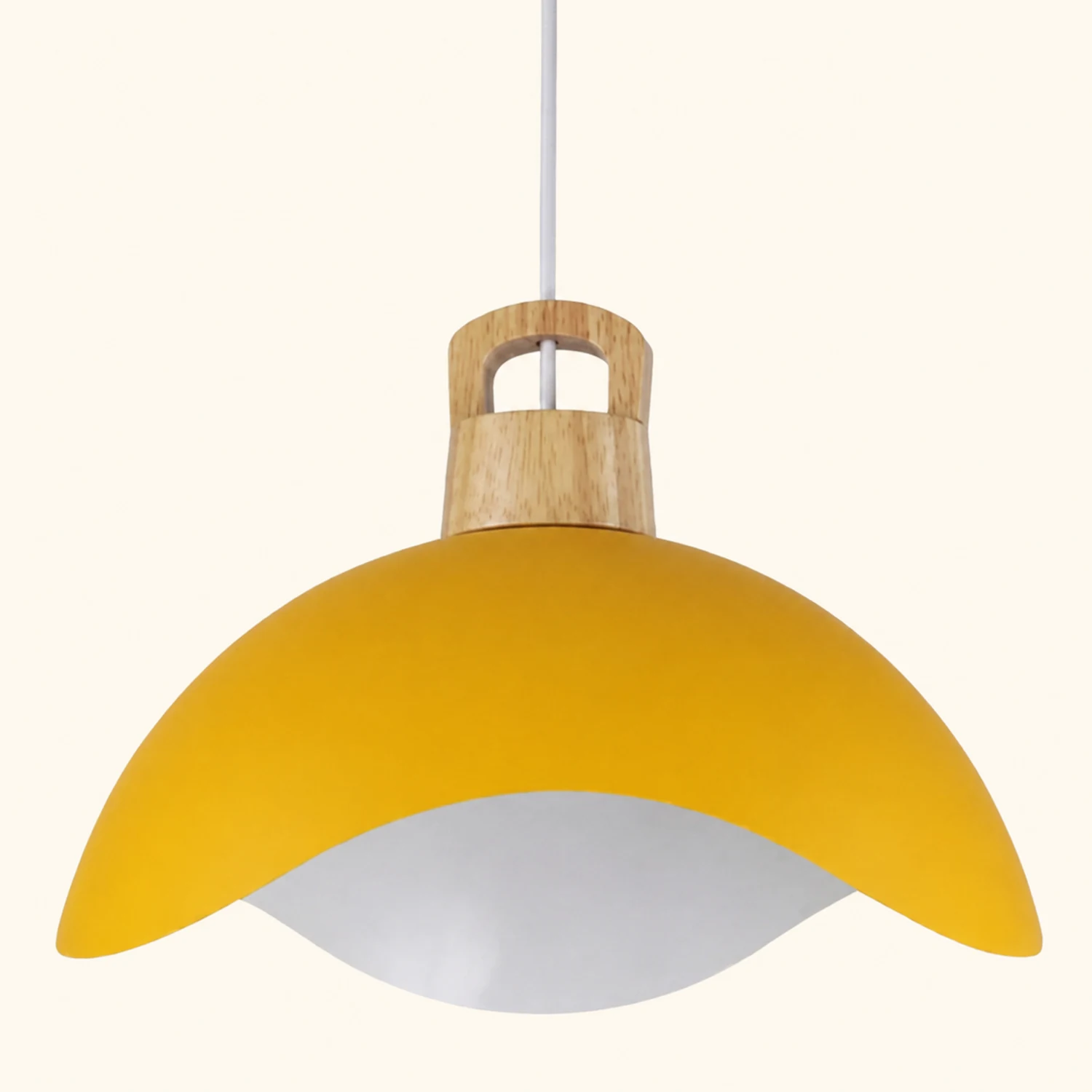 Morandi Colorful Shade Single Pendant Lights, Wood & Metal - Lumpaz