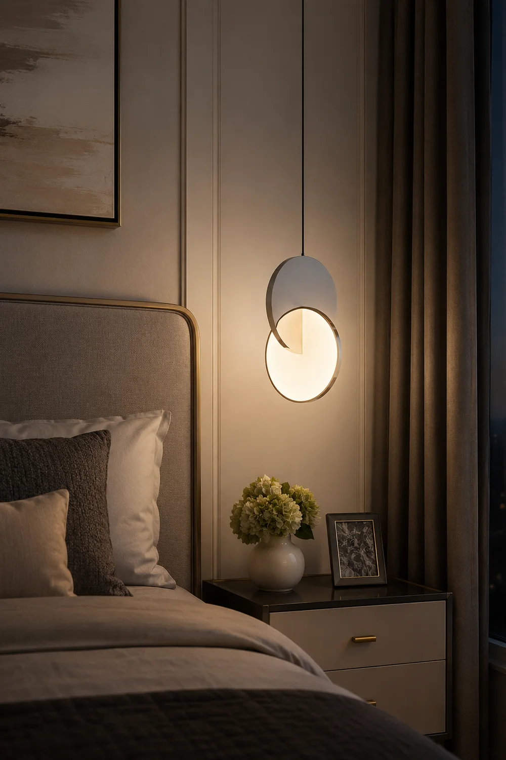 Welsh Pendant Light, Disc, Gold/Silver - Lumpaz