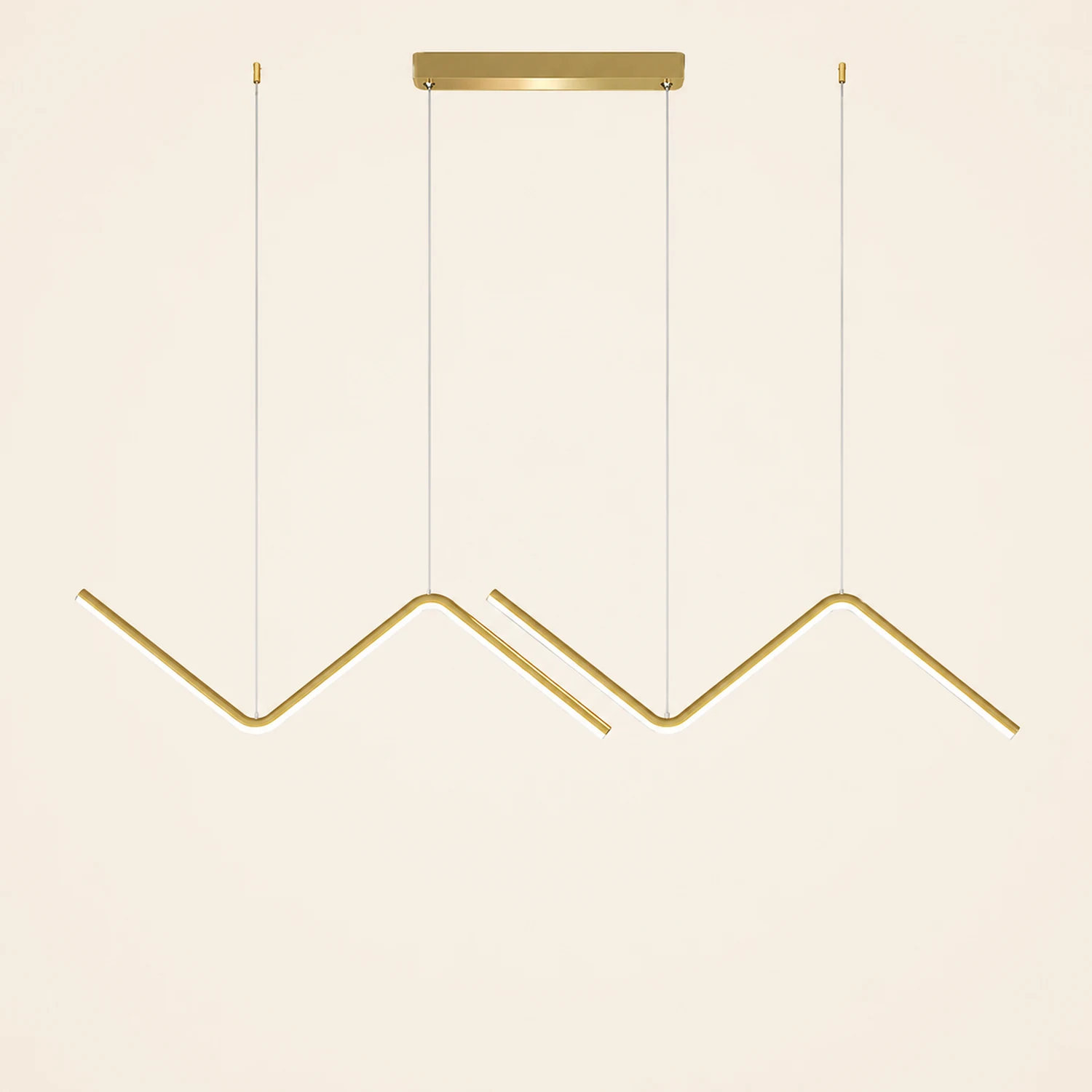 Modern Wavy Linear Pendant Light Double, Black/Gold - Lumpaz