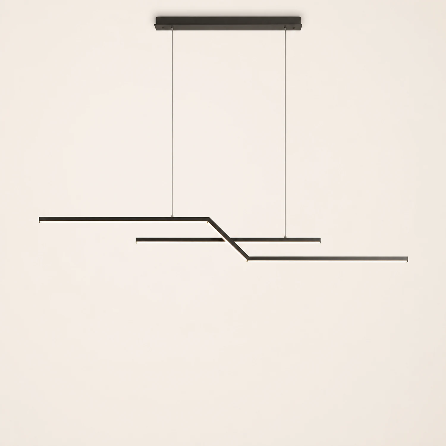 Parallel Fold Linear Pendant Light, Black/Gold, Living Room - Lumpaz