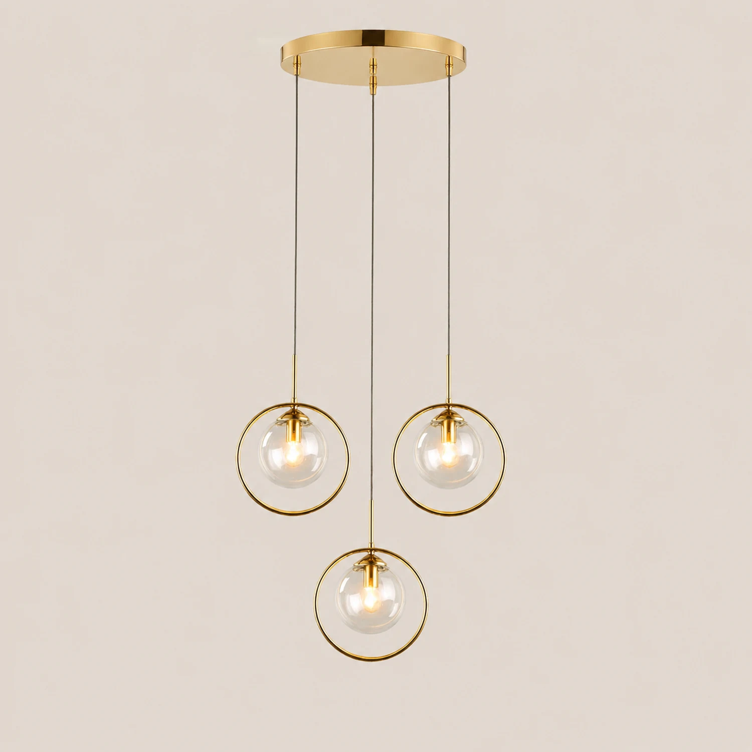 Hailie Luxury Global Glass Pendant Light Aith A Metal Ring - Lumpaz