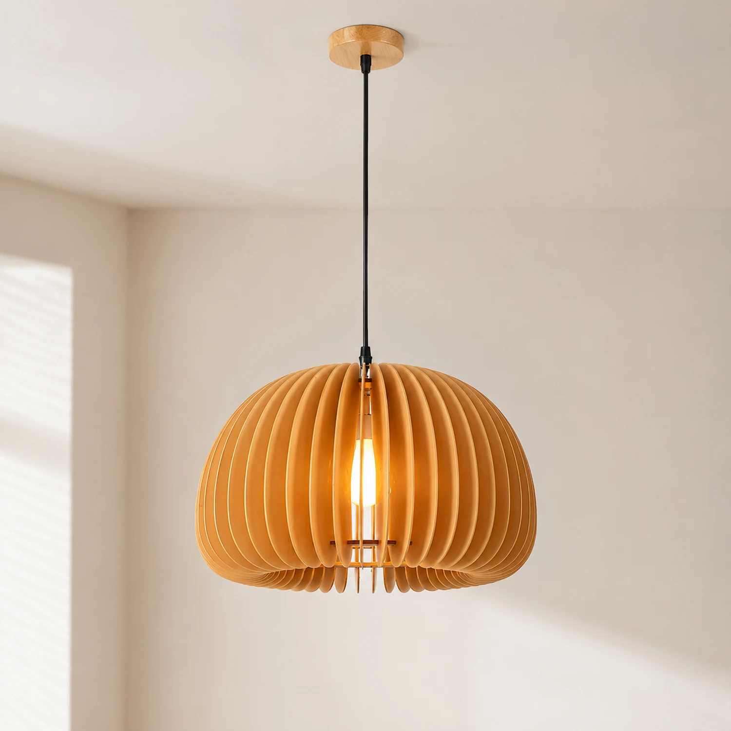 Wooden Pumpkin Pendant Lamp - Lumpaz