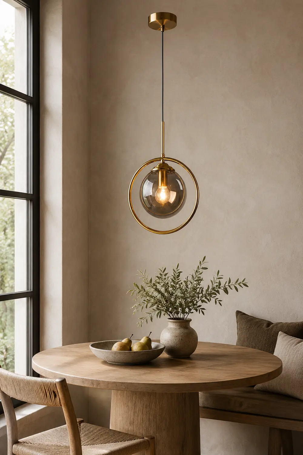 Hailie Luxury Global Glass Pendant Light Aith A Metal Ring - Lumpaz