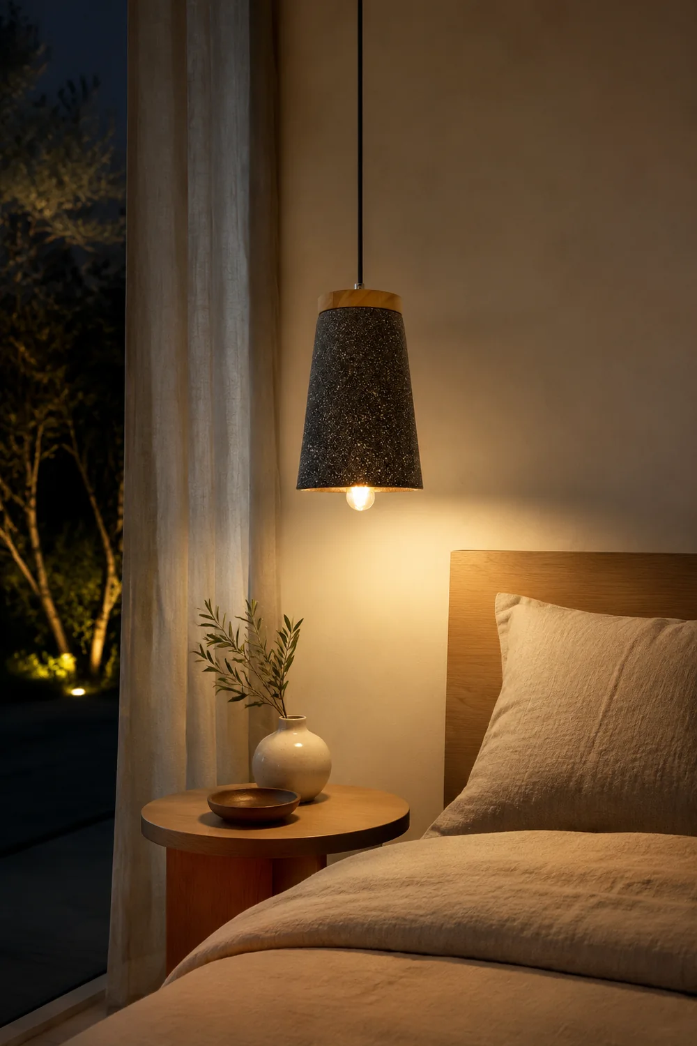 Coburg Wood Cement Pendant Light - Lumpaz