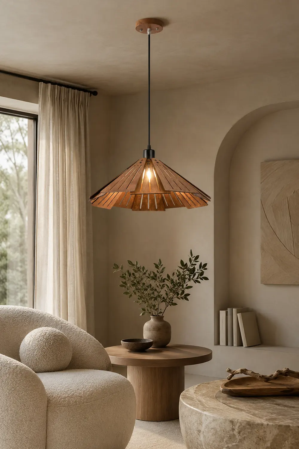 Samuels Retro Pendant Light, Metal & Wood - Lumpaz