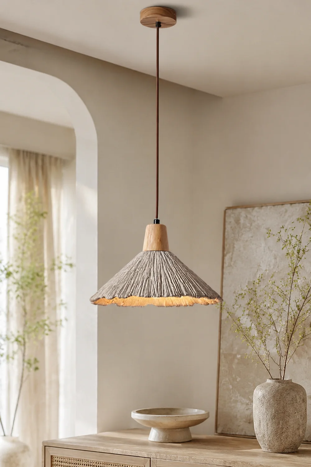 Concrete Pleated Pendant Lamp - Lumpaz