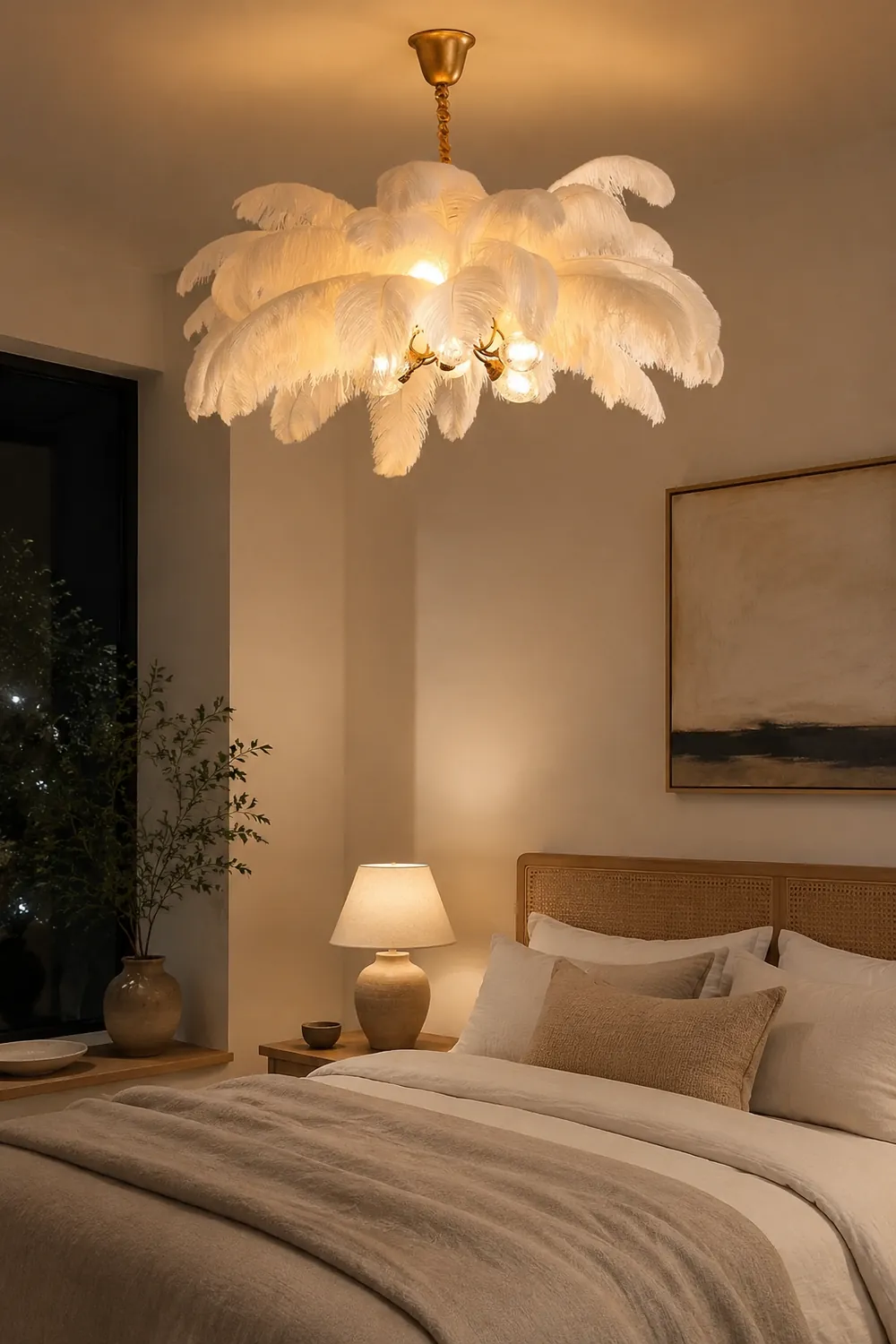O'Moore Nordic Luxury Pendant Light, Brass/Feather - Lumpaz