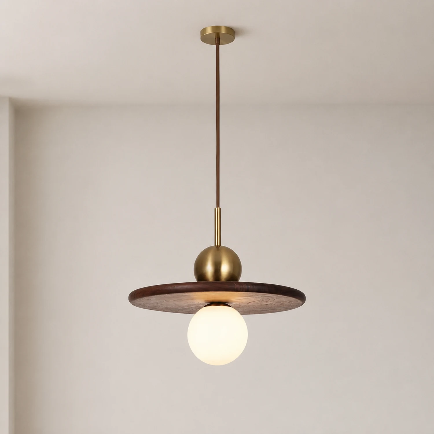 Flying Saucer Walnut Pendant Lamp - Lumpaz