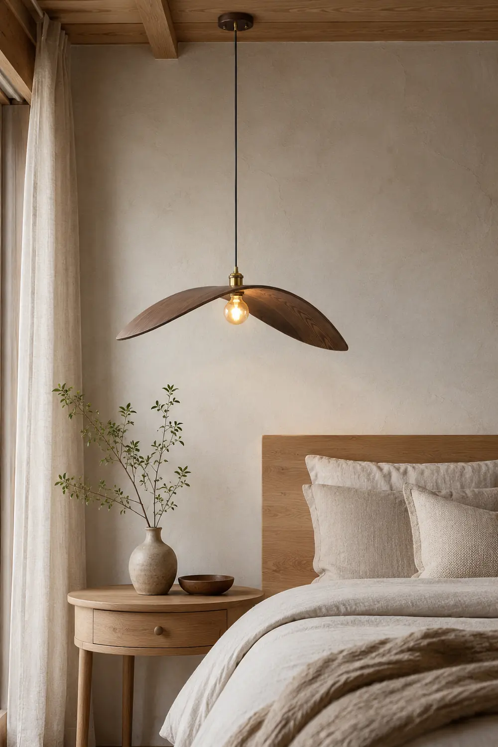 Curve Wooden Pendant Lamp - Lumpaz