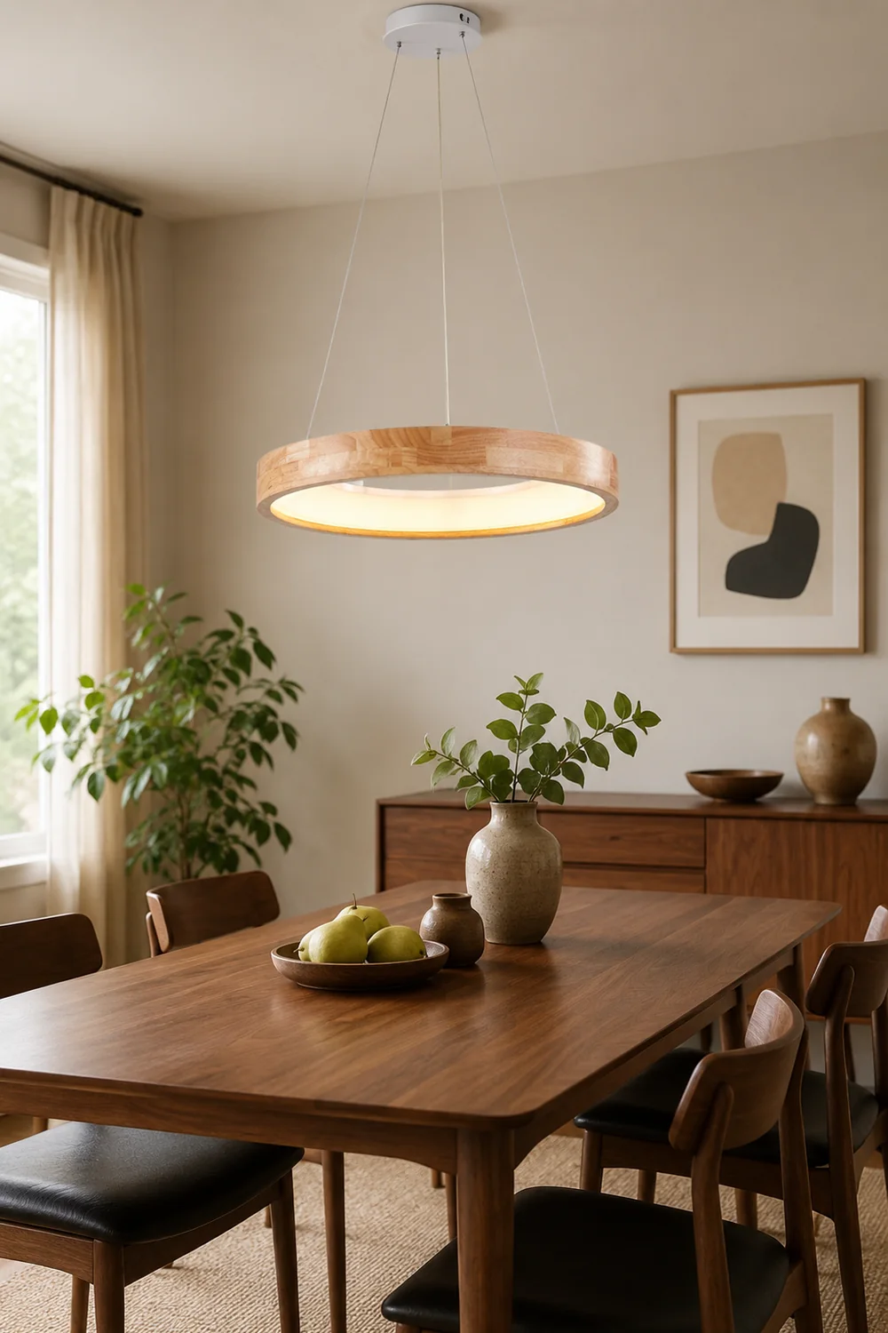 Ozawa Modern Ring Wood Pendant Light - Lumpaz