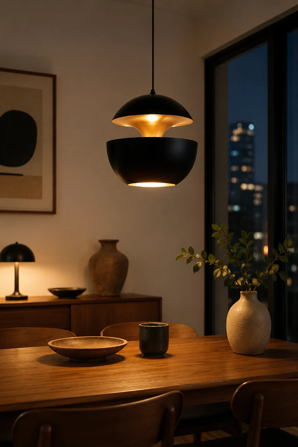 Nazifa Metal Modern Pendant Light, Black / White - Lumpaz