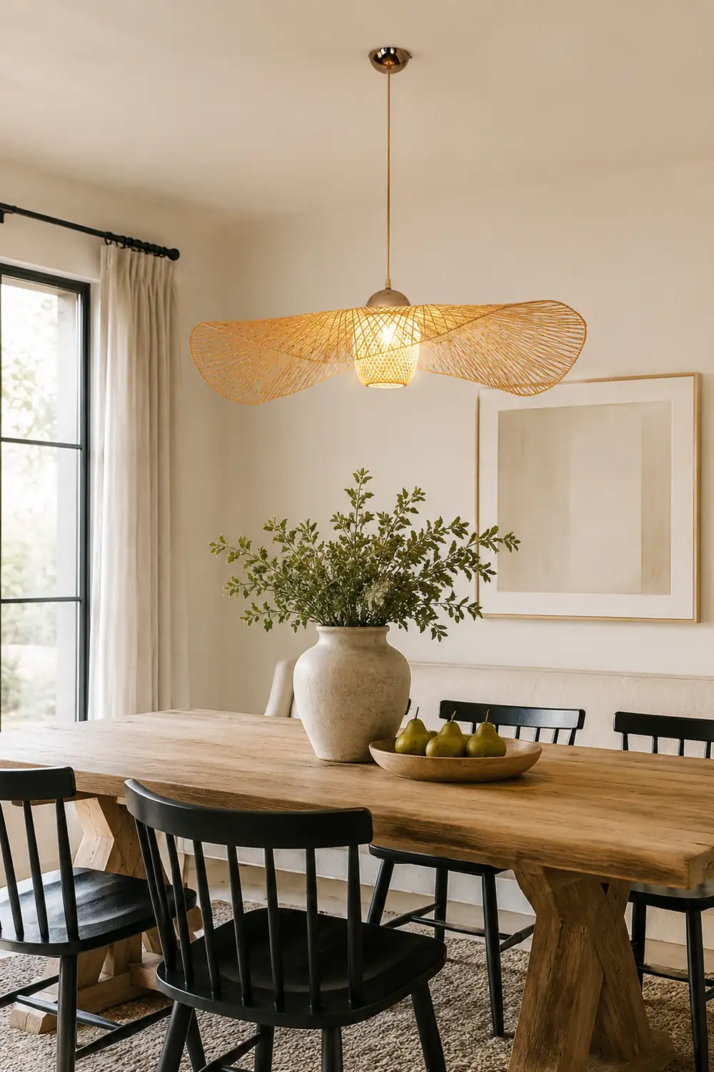 Muto Pendant Light Rattan/Metal, Gold, Kitchen Island - Lumpaz