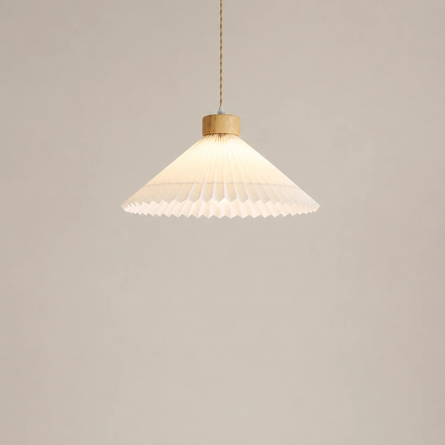 Ozawa Pendant Light Umbrella Shape Art, Wood, White, Bedroom - Lumpaz