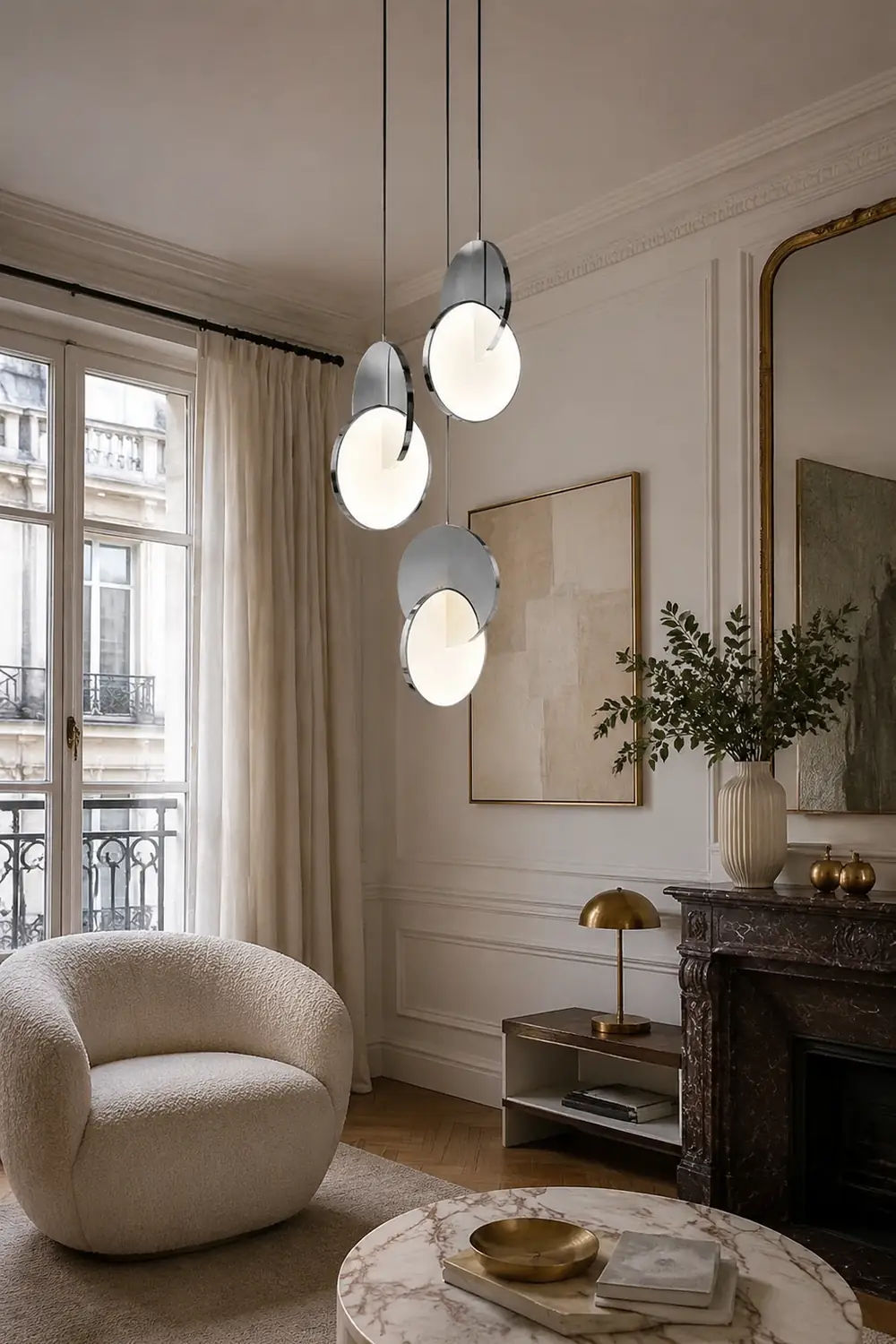 Welsh Pendant Light, Disc, Gold/Silver - Lumpaz