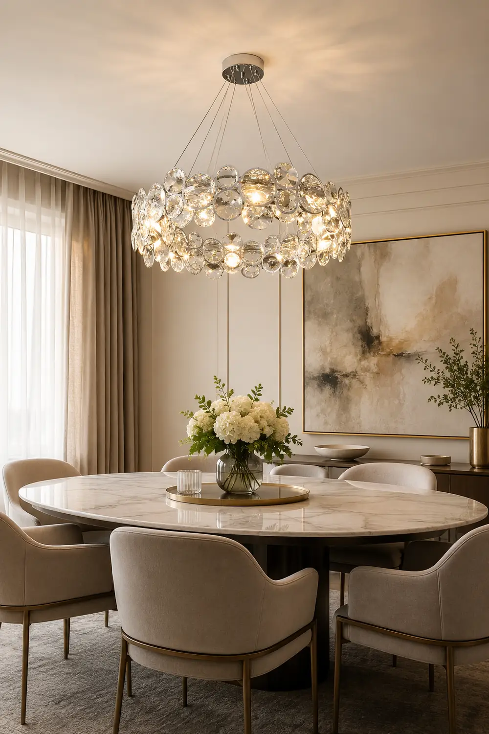 Chrome Round Crystal Chandelier - Lumpaz