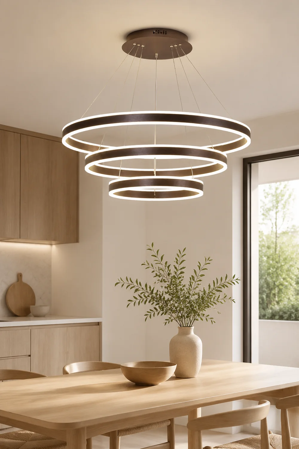 Arisha Moderne Minimaliste Coffee LED Pendant Light, 3 Ring - Lumpaz