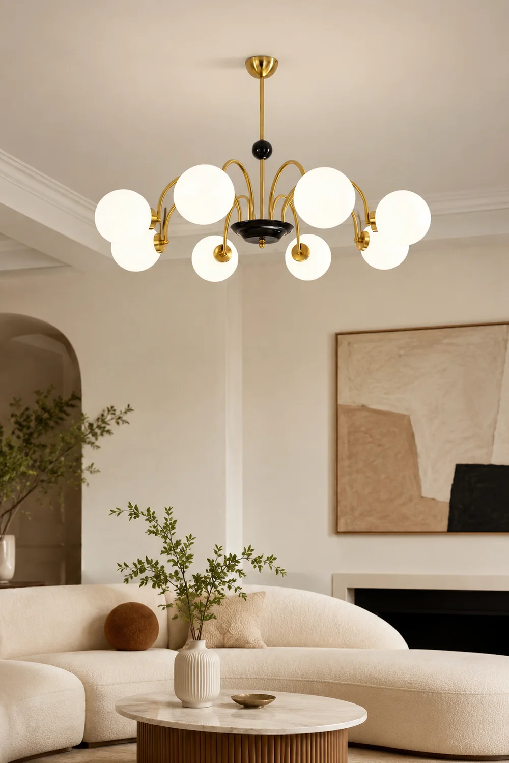 Modern Globe Glass Art Deco Chandelier, Living Room - Lumpaz