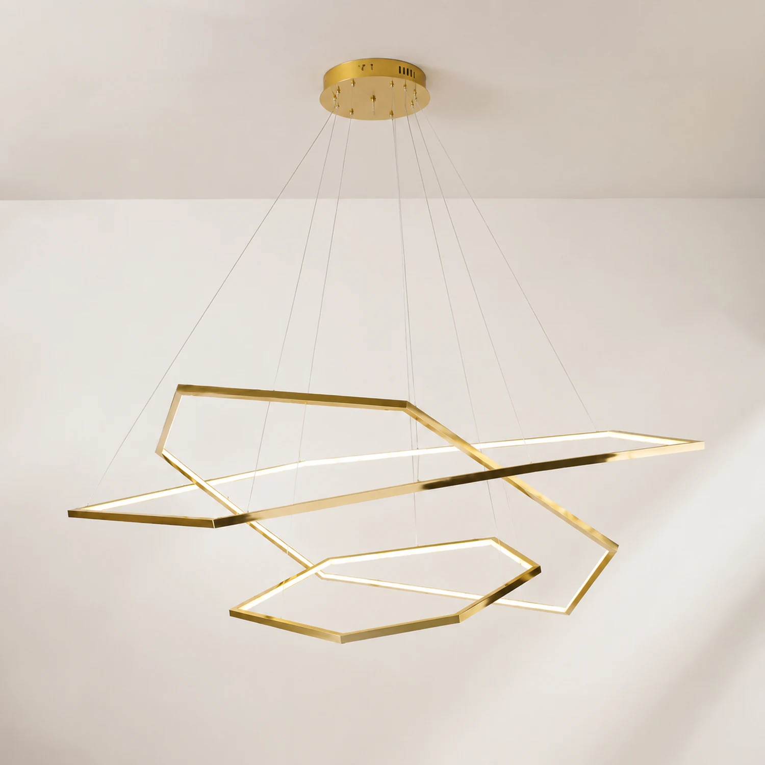 Edge Minimalist Geomatic Metal Pendant Light, Gold, DIY - Lumpaz