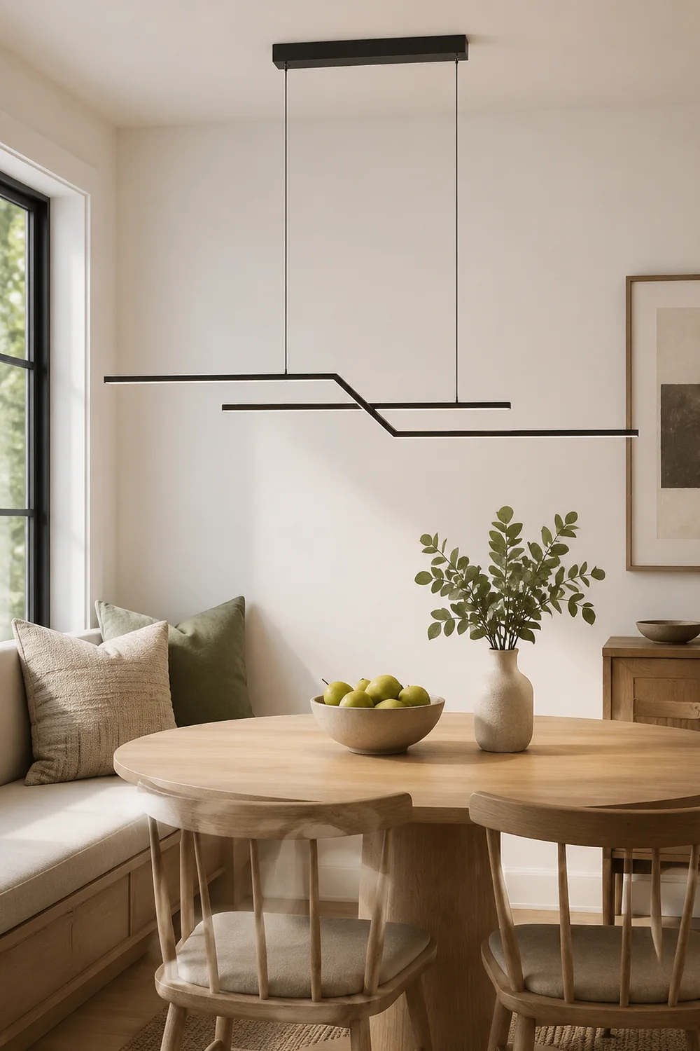 Parallel Fold Linear Pendant Light, Black/Gold, Living Room - Lumpaz