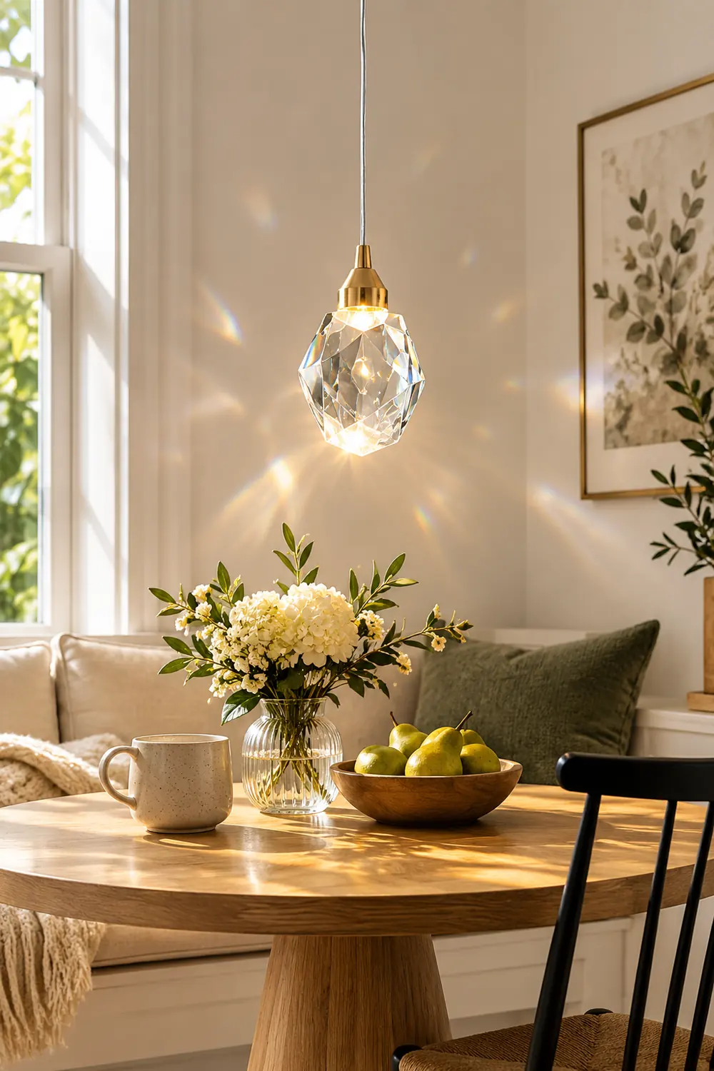 Kristy Moonshadow Crystal Pendant Light, Gold, Bedroom/Dining Room - Lumpaz