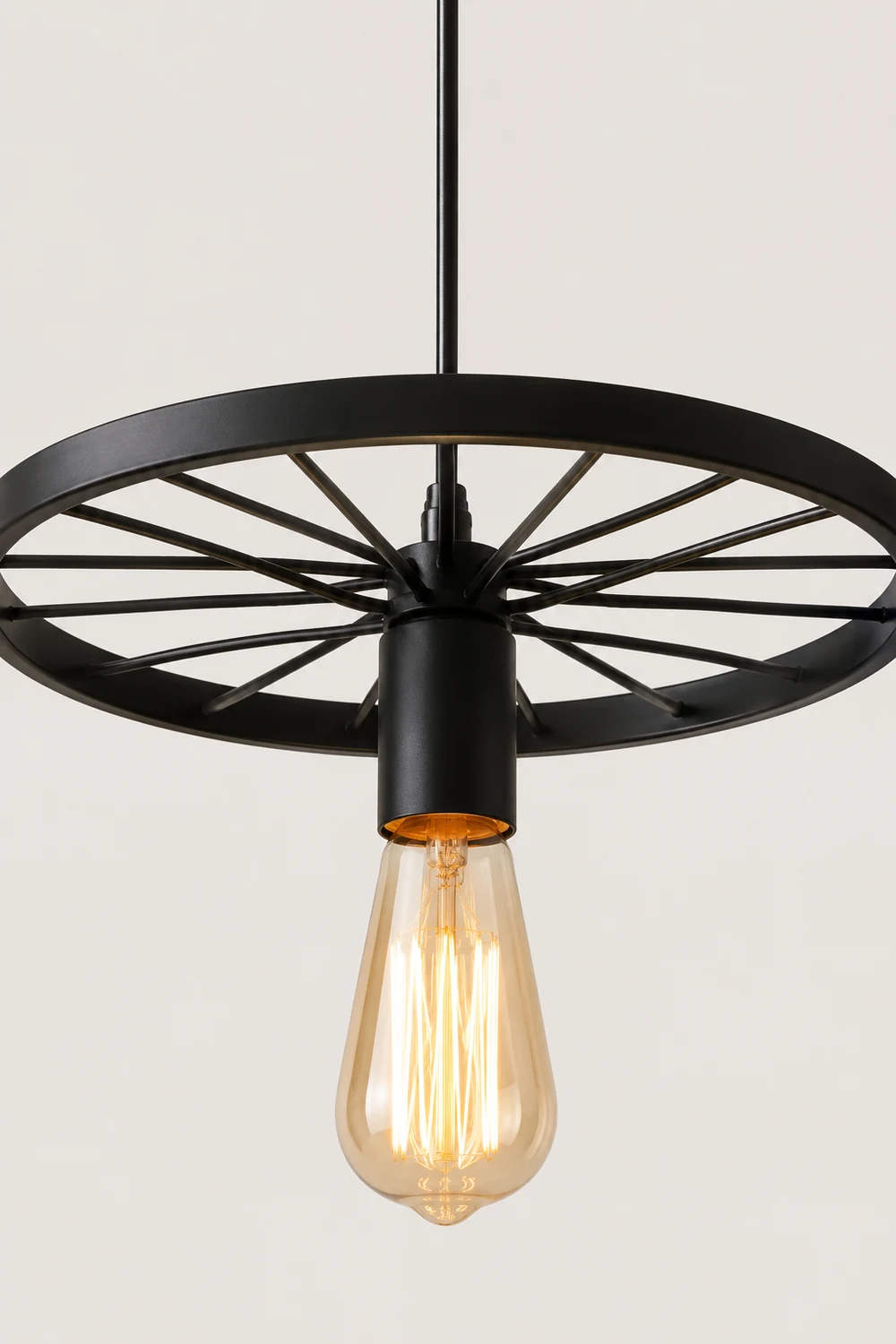 Alessio Retro Industrial Wagon Wheel Metal Pendant Light, Black/Rust - Lumpaz