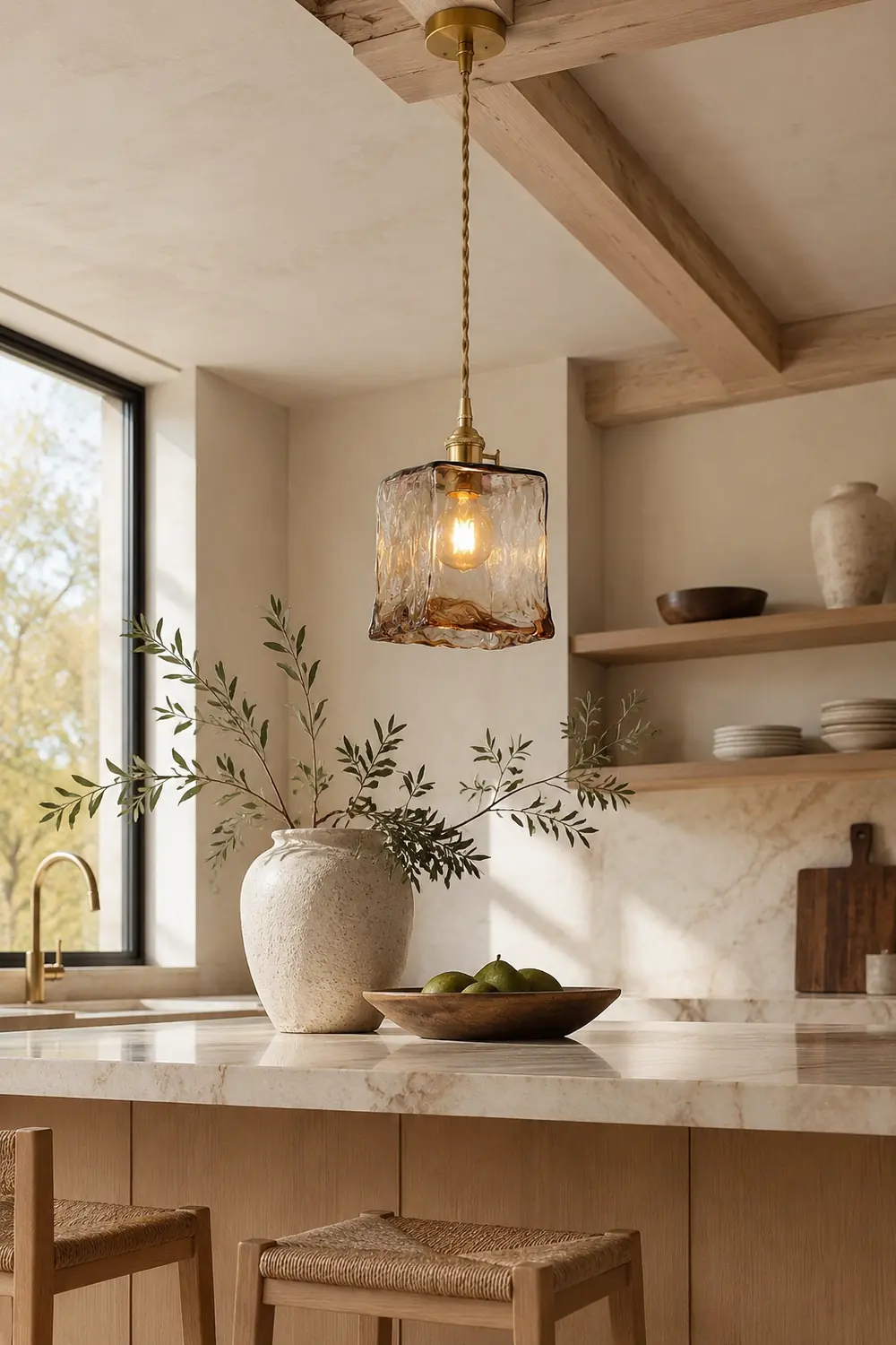 Vintage Brown Glass Pendant Light - Lumpaz