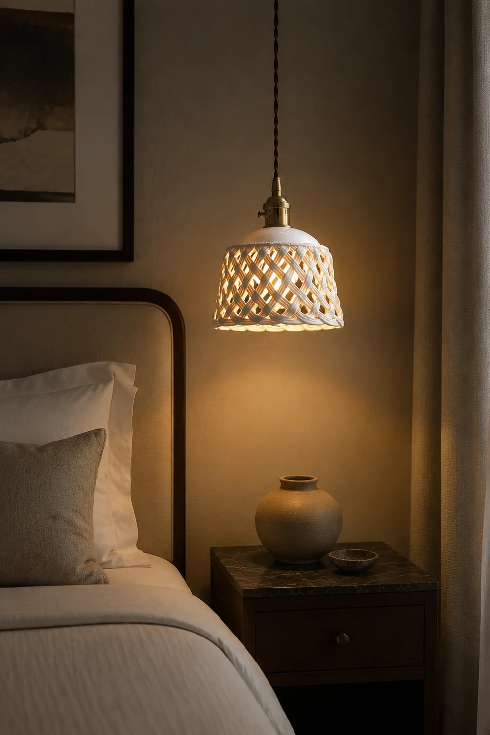 Openwork Ceramic Pendant Lamp - Lumpaz