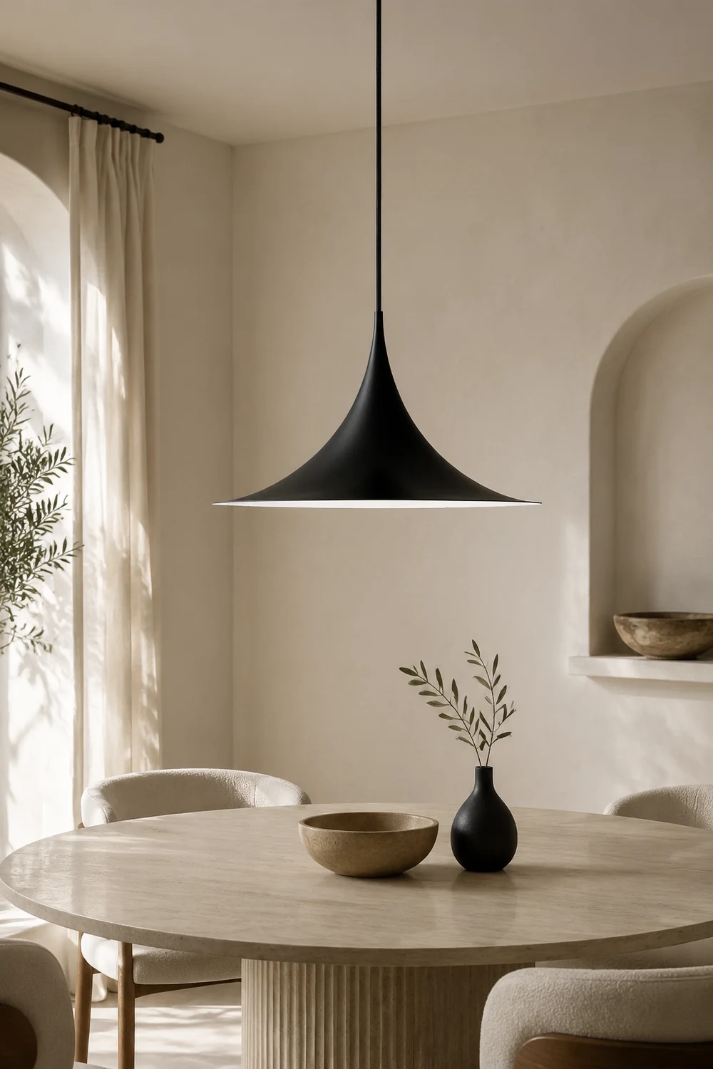 Cairns Mordern Pendant Light, Metal Black/White Dinning Room - Lumpaz
