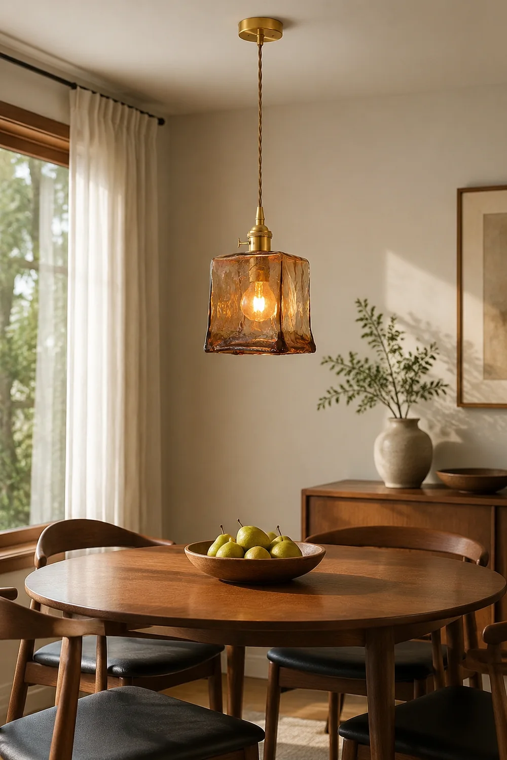 Vintage Brown Glass Pendant Light - Lumpaz
