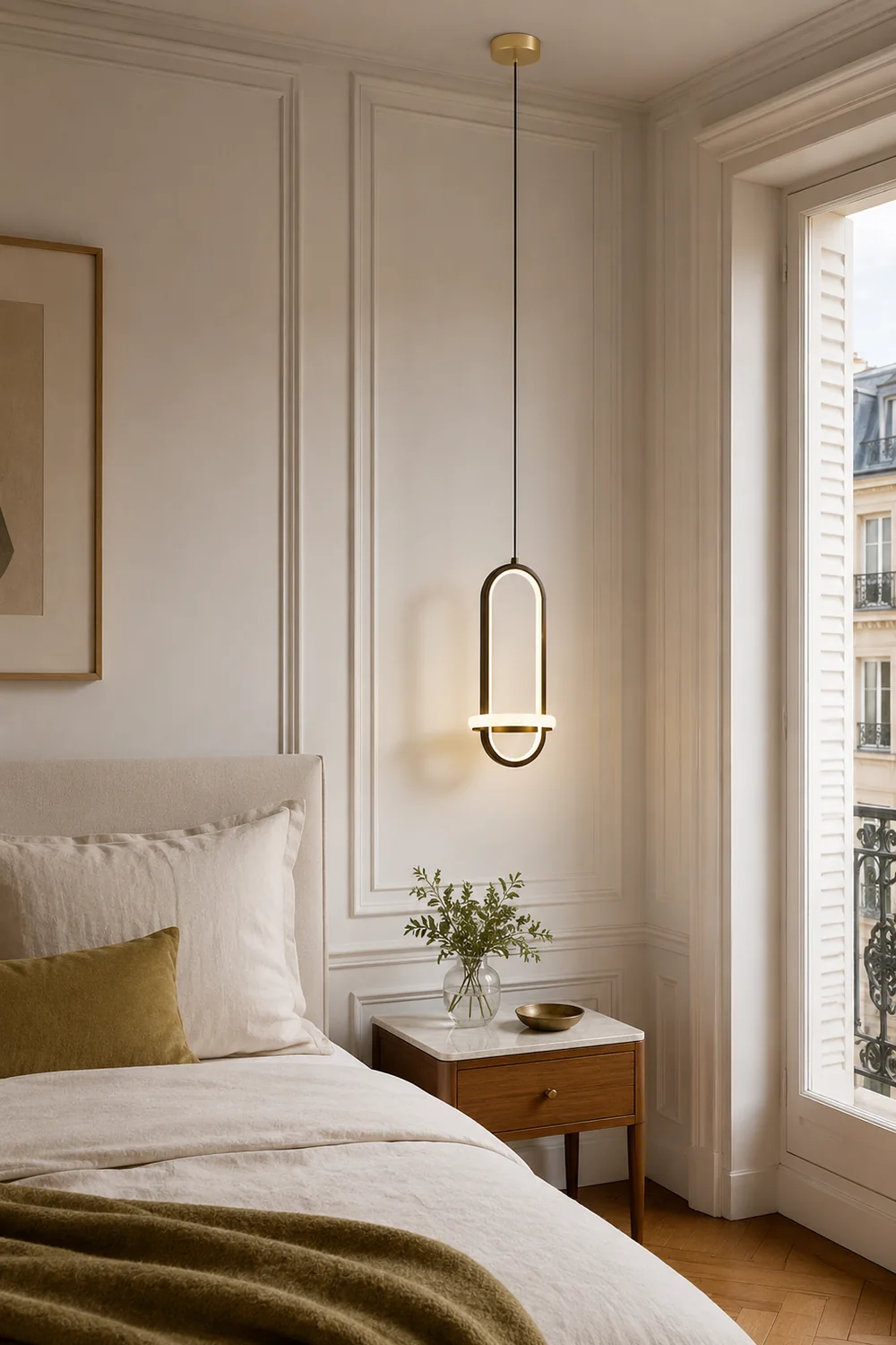 Nyla Modern Minimalist LED Ring Pendant Light, Black/Gold - Lumpaz