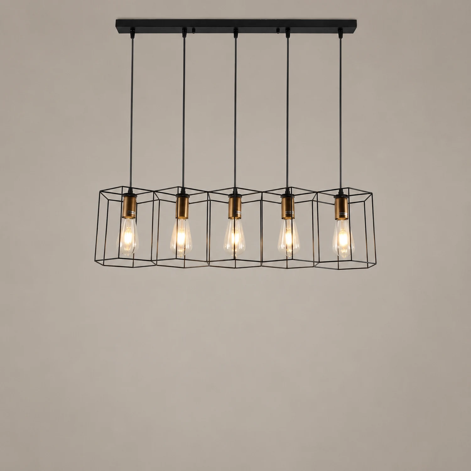 Bouvet Rustic Farmhouse 3/5 Light Pendant, Black - Lumpaz