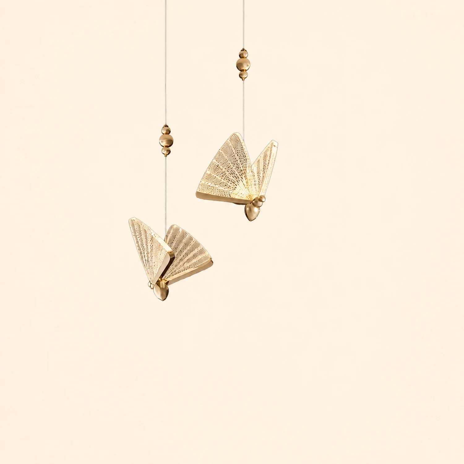 Kady Art Deco Butterfly Pendant Light, Crystal & Metal, 2 Color - Lumpaz