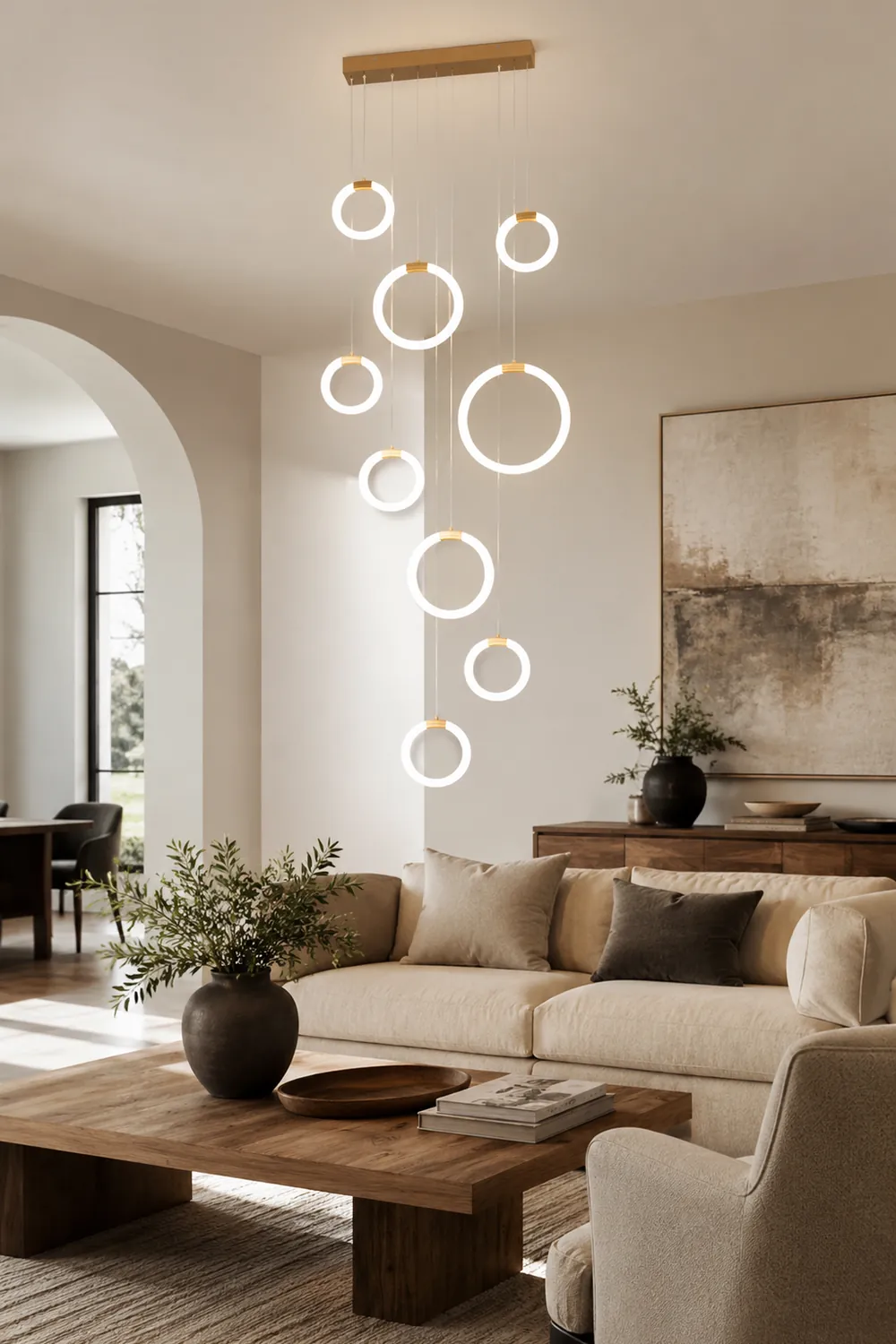 Jibril Minimalist Staircase Ring Metal Pendant Light - Lumpaz