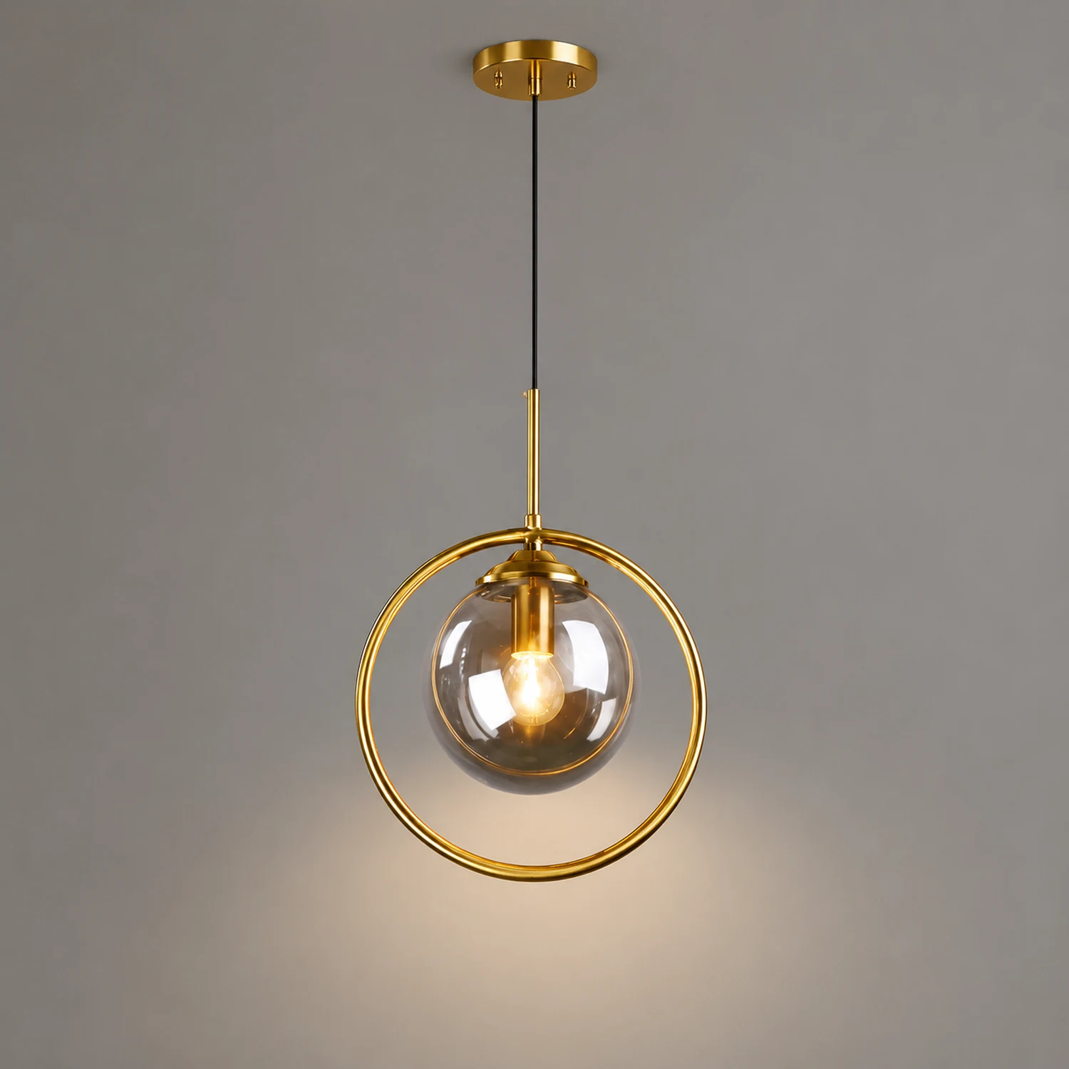 Hailie Luxury Global Glass Pendant Light Aith A Metal Ring - Lumpaz