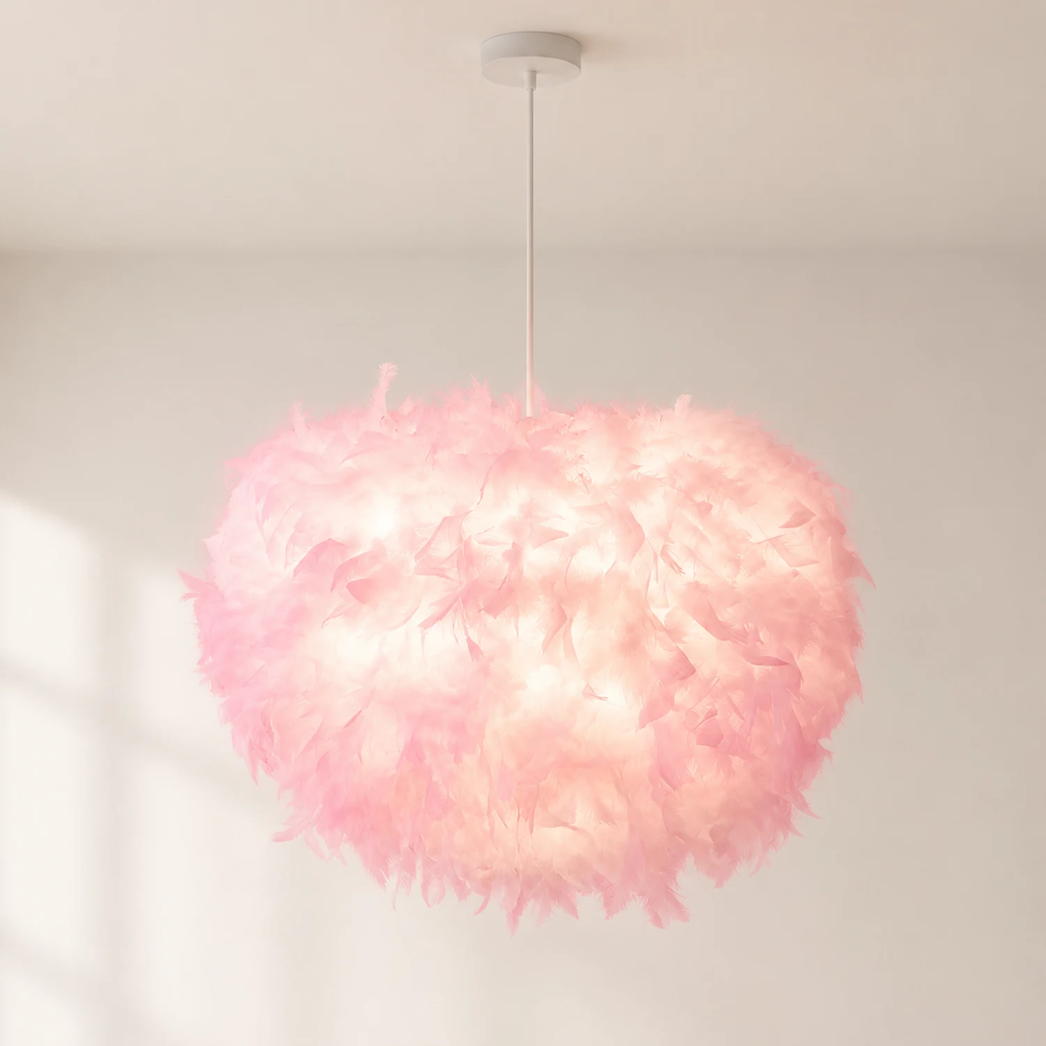 O'Moore Nordic Art Deco Feather Pendant Light, White/Pink - Lumpaz