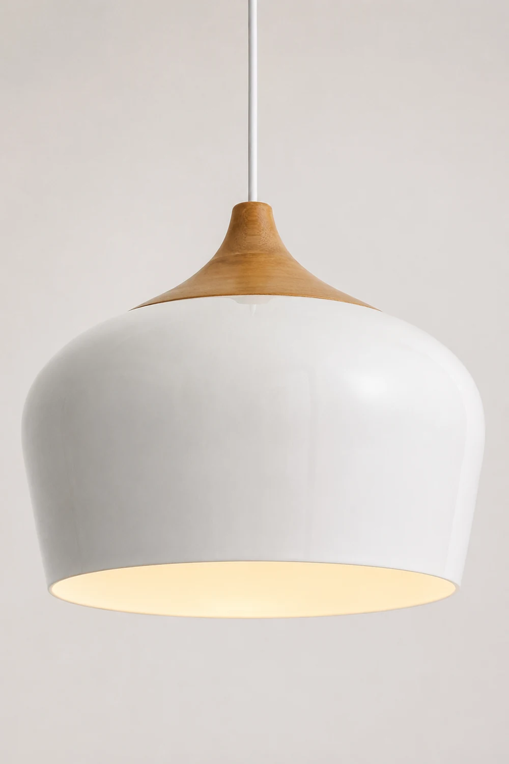 Nazifa Minimalist Metal/Wood Pendant Light, Black/White - Lumpaz